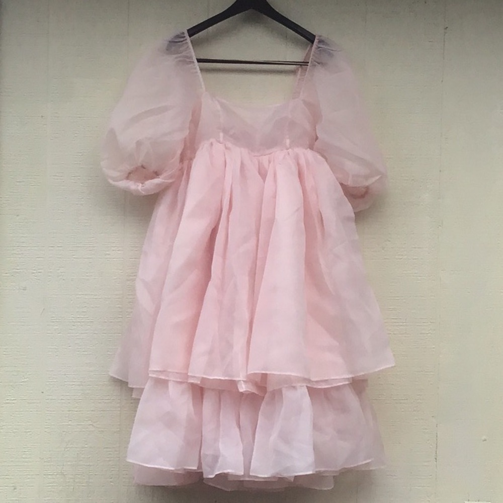 Selkie French puff dress in ballerina pink - Picture 3 of 16